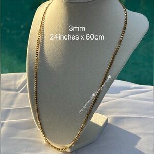 Gold Unisex Cuban Link Necklace 24” 3mm